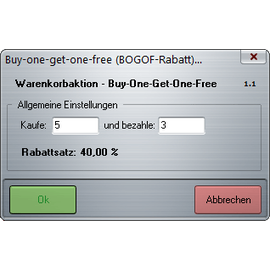 Warenkorbaktion: Buy-One-Get-One-Free-Rabatt